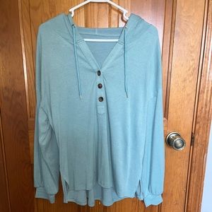 Liam & Company blue hooded pullover sweater